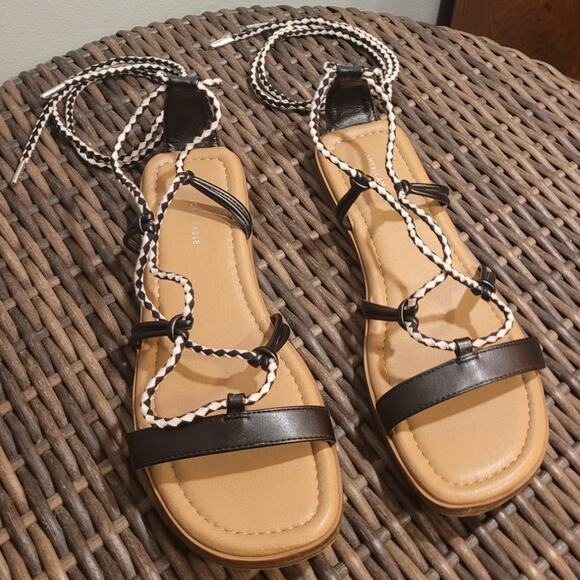 American Eagle AEO Lace-Up Gladiator Sandals Strappy Ankle Wrap Minimalist 7.5 - Picture 7 of 7